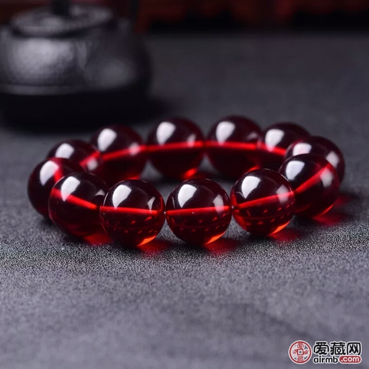 25mm正品缅甸天然酒红血珀手
