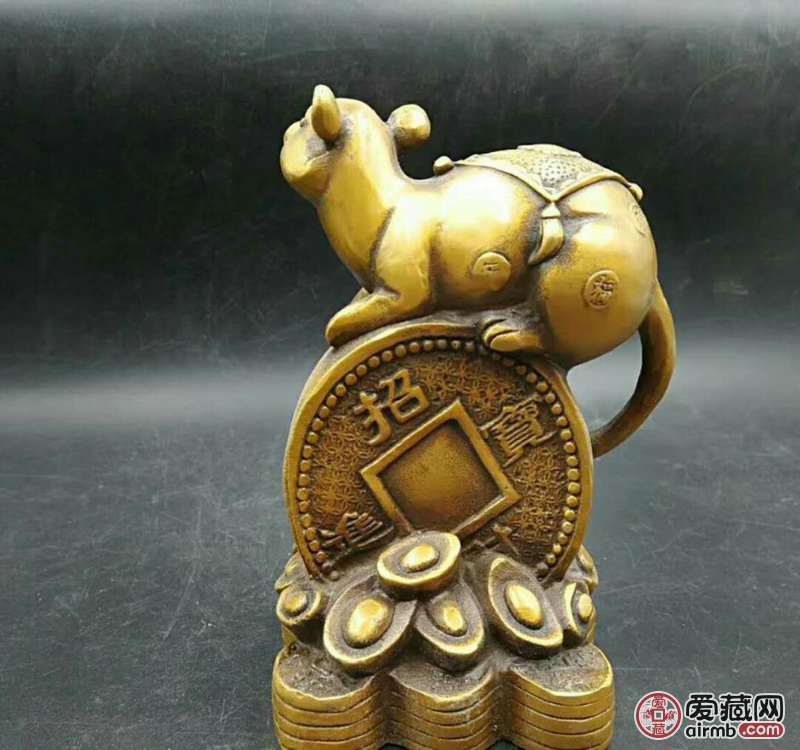 仿古纯铜招财进宝生肖鼠尺寸：尺