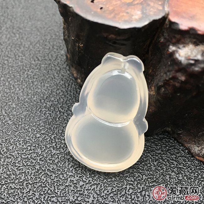 纯天然冰种白玉髓大葫芦吊坠，包