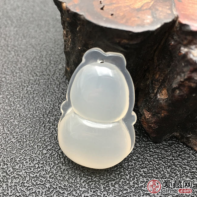 纯天然冰种白玉髓大葫芦吊坠，包