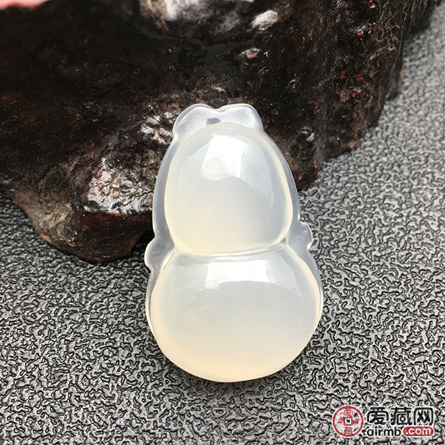 纯天然冰种白玉髓大葫芦吊坠，包