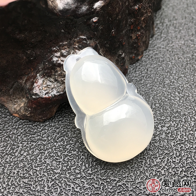 纯天然冰种白玉髓大葫芦吊坠，包