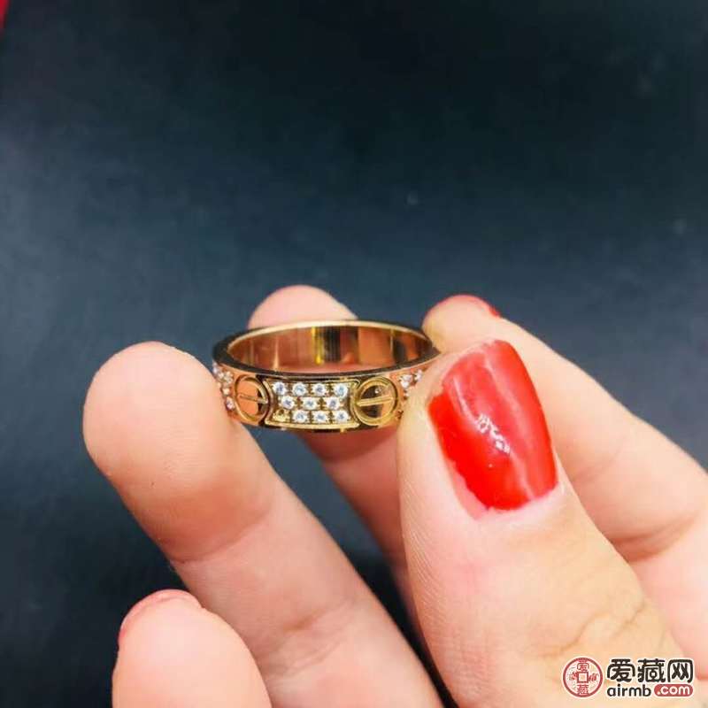 精品18k玫瑰金戒指，活口可调