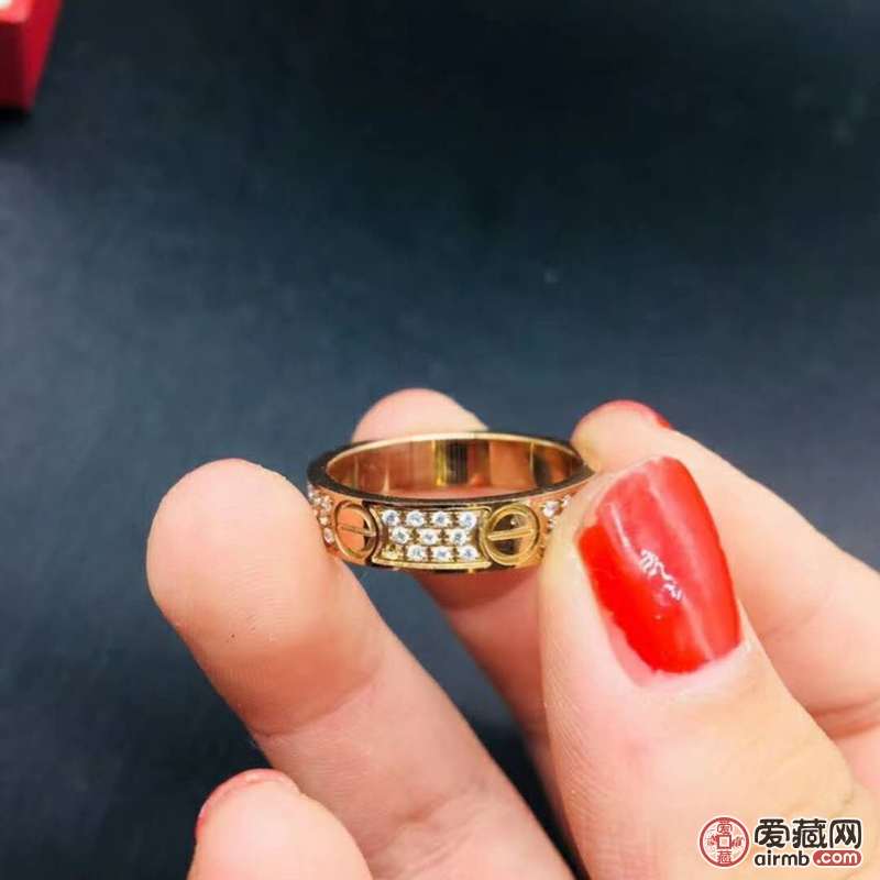 精品18k玫瑰金戒指，活口可调