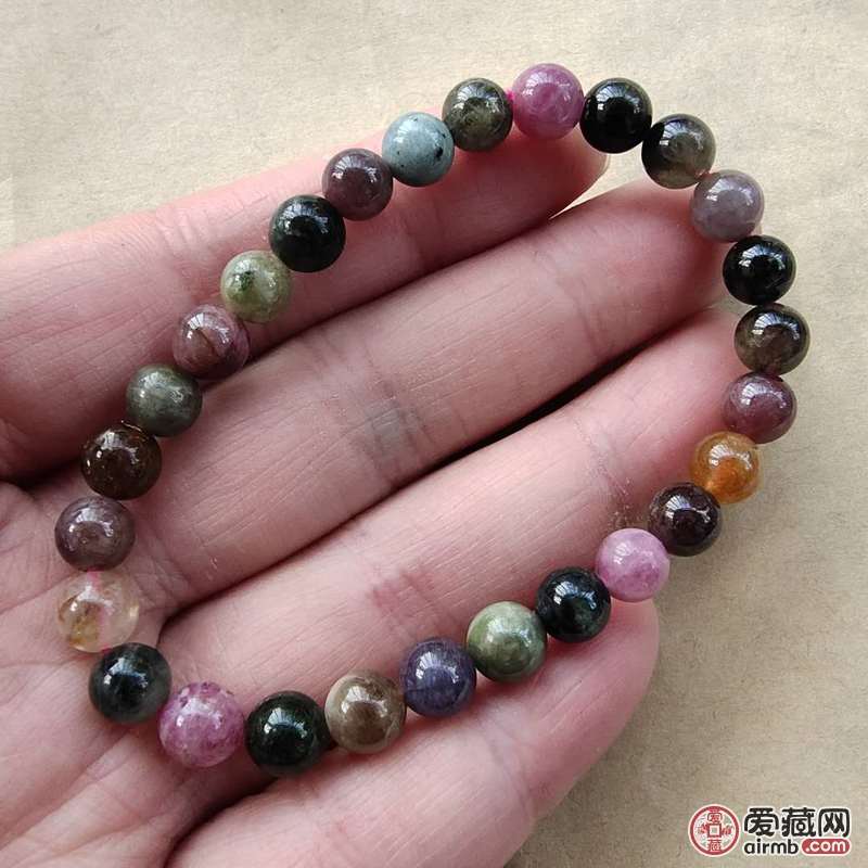 碧玺手串单圈，珠径：6+mm，