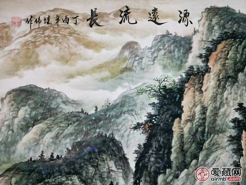 源远流长落款刘继伟作品画装饰宣纸横幅精品画帛