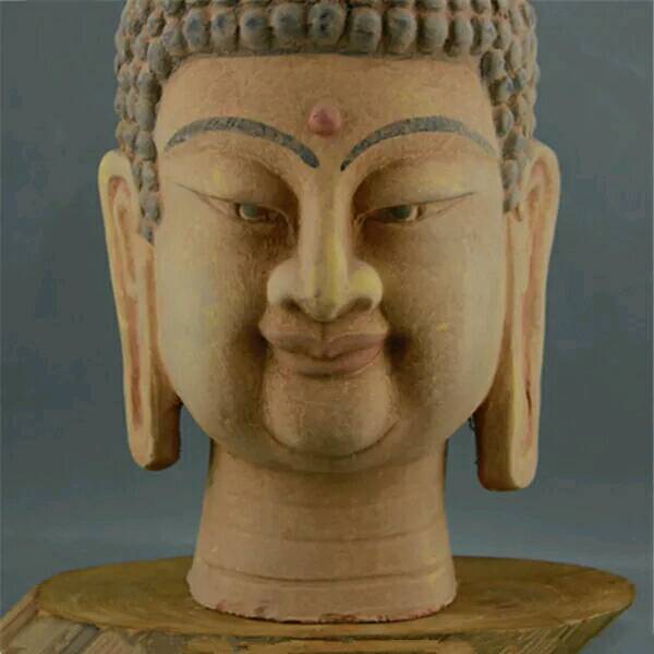 唐代陶器雕塑佛头佛像老物件古玩古董收藏摆件
