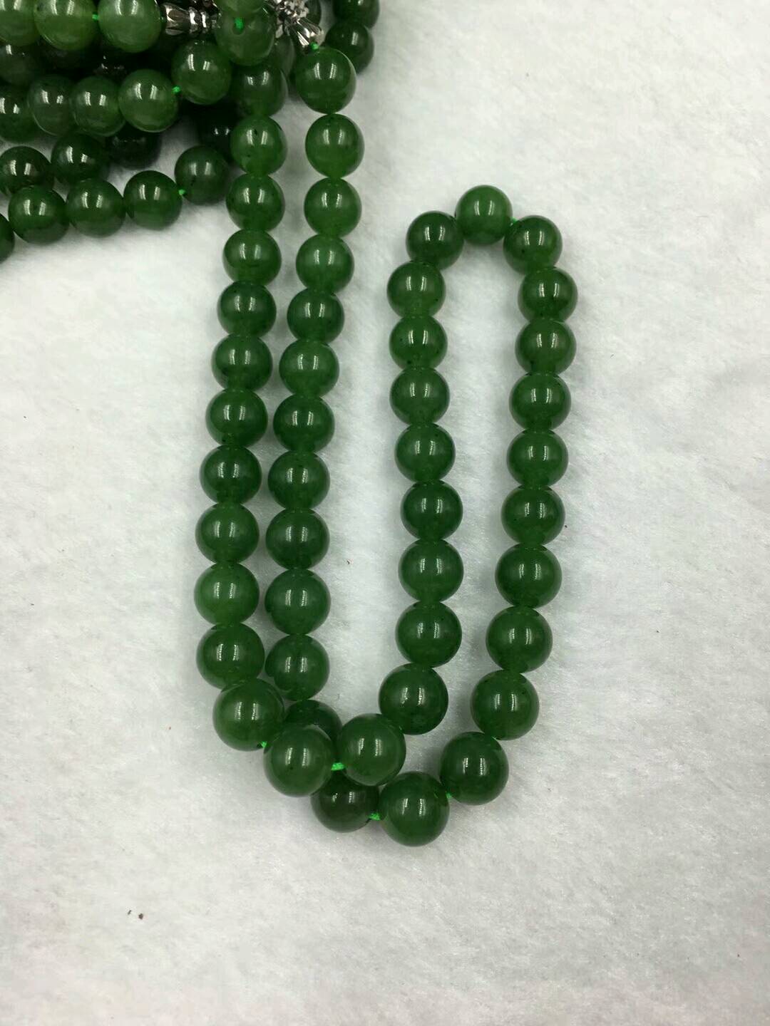 和田碧玉项链,波菜绿,尺寸1.0cm,配国检证书