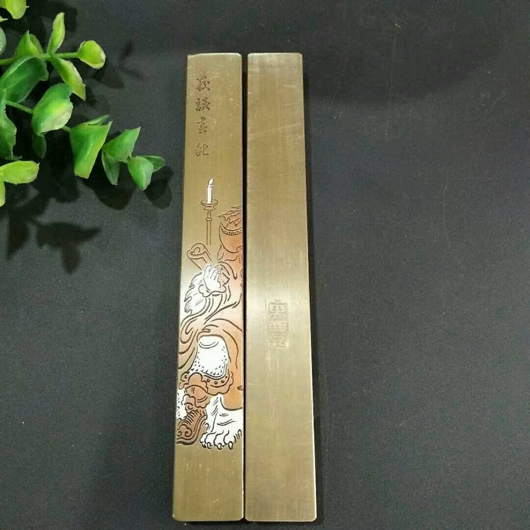 精品纯铜神武关公镇尺一对,尺寸