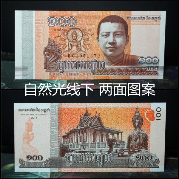 柬埔寨100瑞尔纸币100张整刀原刀外国纸钞钱币