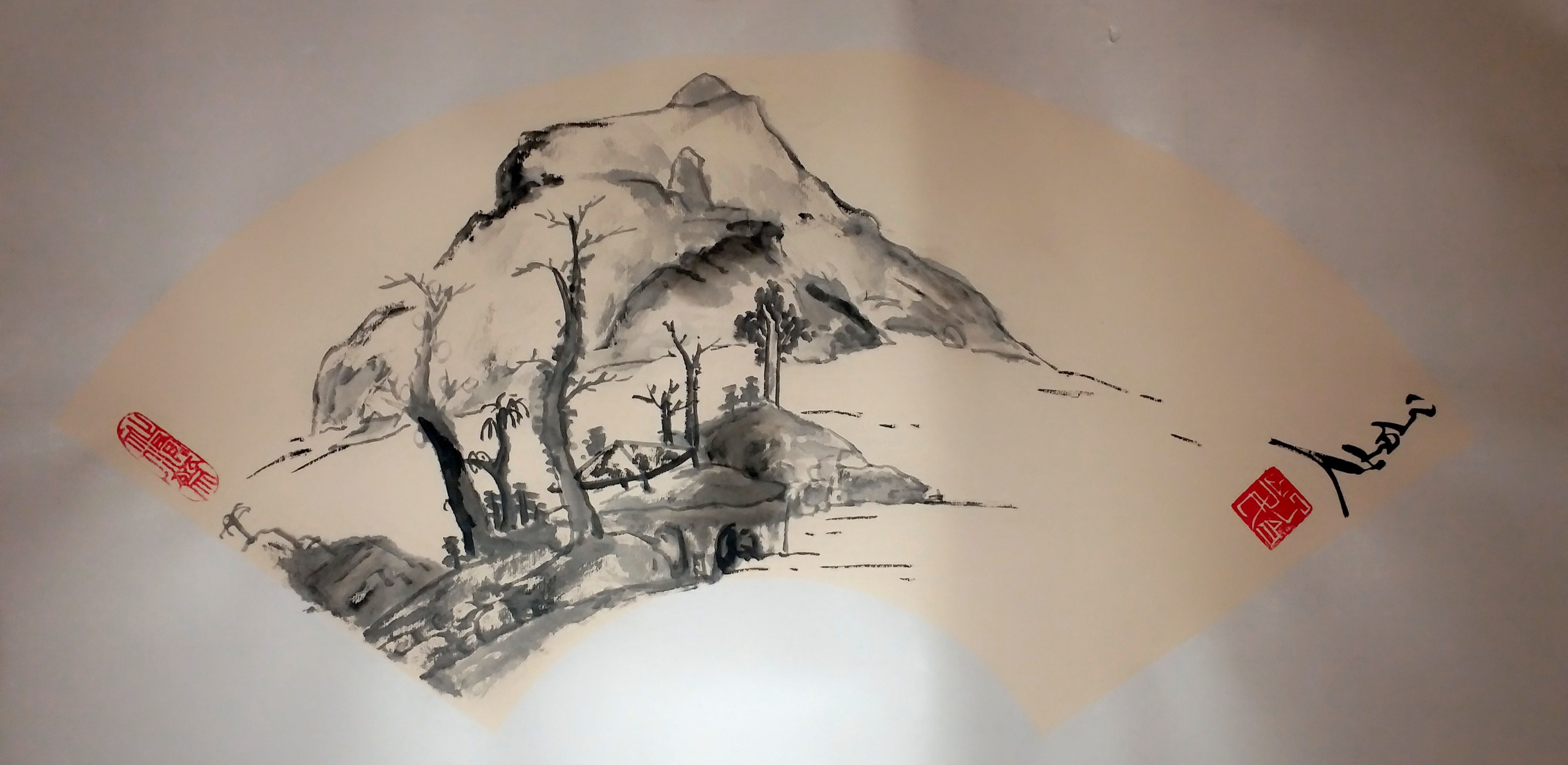 扇面国画山水画