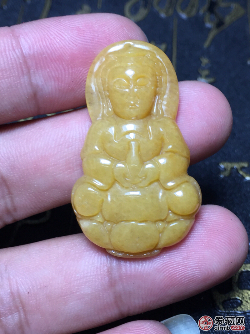 精品黄龙玉观音吊坠 雕功精湛，