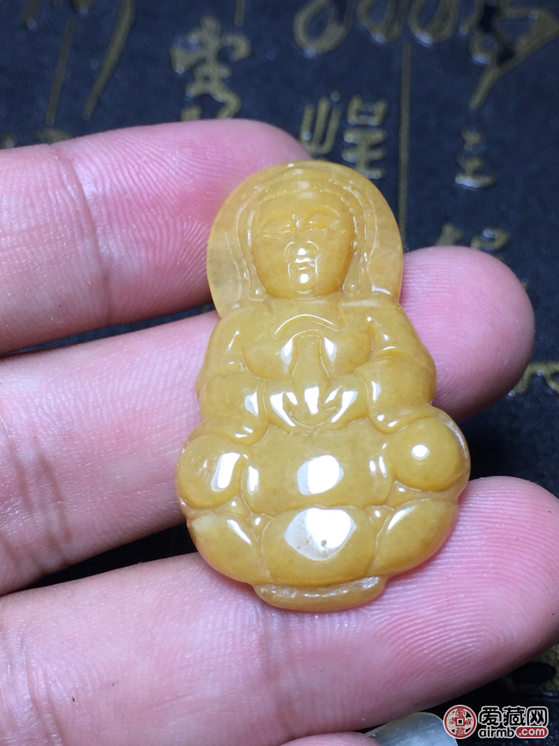 精品黄龙玉观音吊坠 雕功精湛，