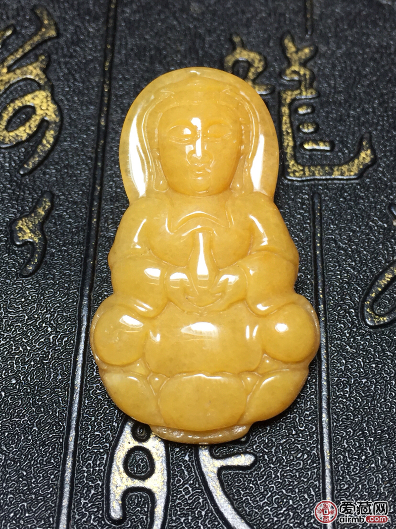 精品黄龙玉观音吊坠 雕功精湛，