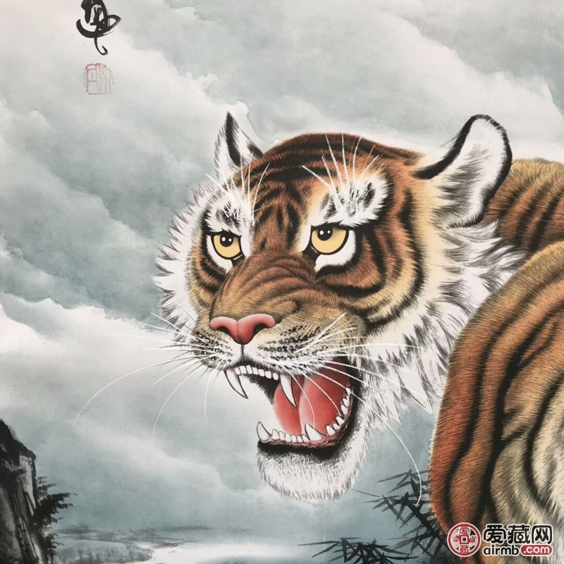 国画上山虎,画老虎图客厅镇宅风