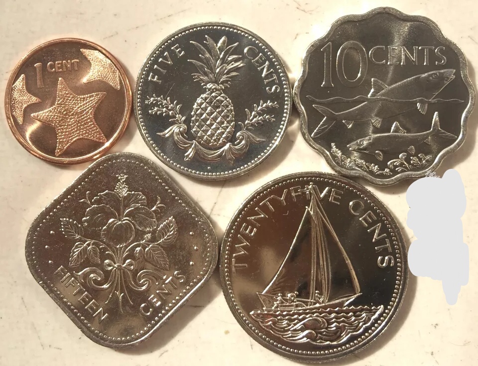 巴哈马新版精美硬币,面值1-5