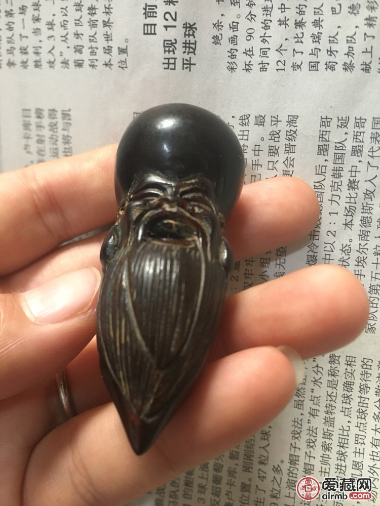 牛角雕刻,老寿星,可佩戴,可把