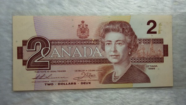 加拿大皇家银行1986年发行2加元纸币,保真保老全