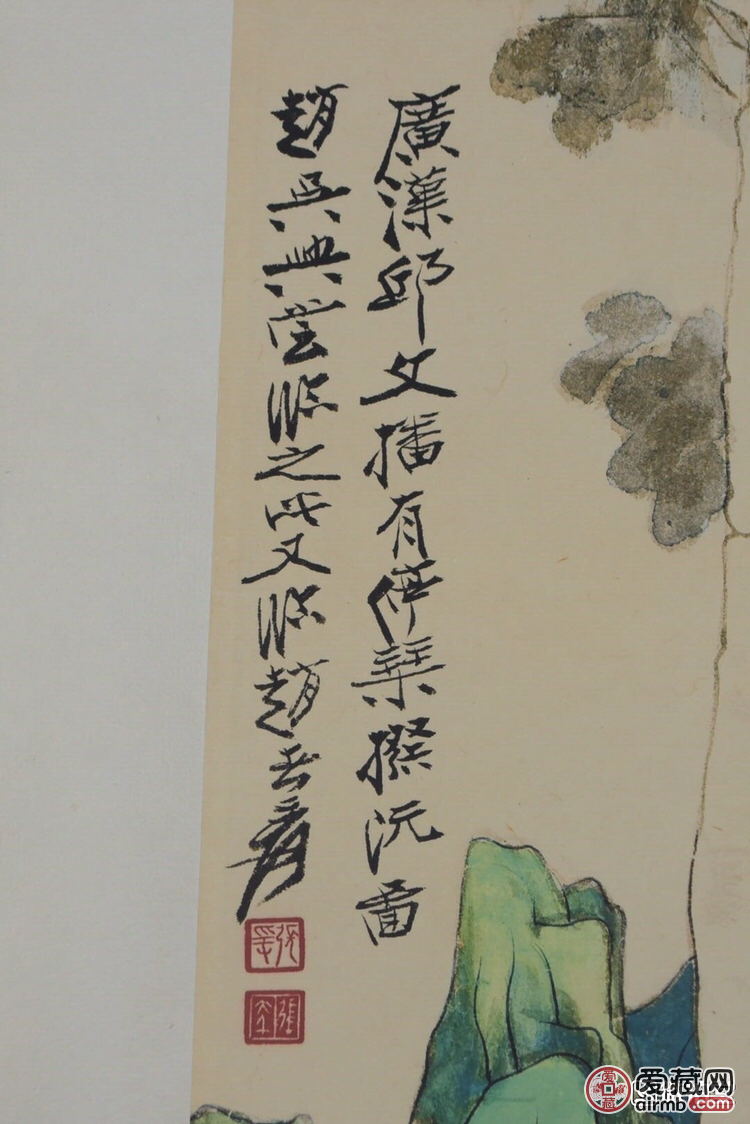 张大千《抚琴图》宣纸卷轴挂画中