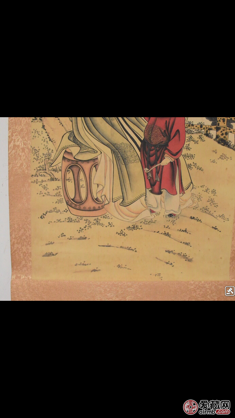 冷枚《连生贵子》老卷轴中堂挂画一副 , -价格150元-爱藏拍卖-爱藏网