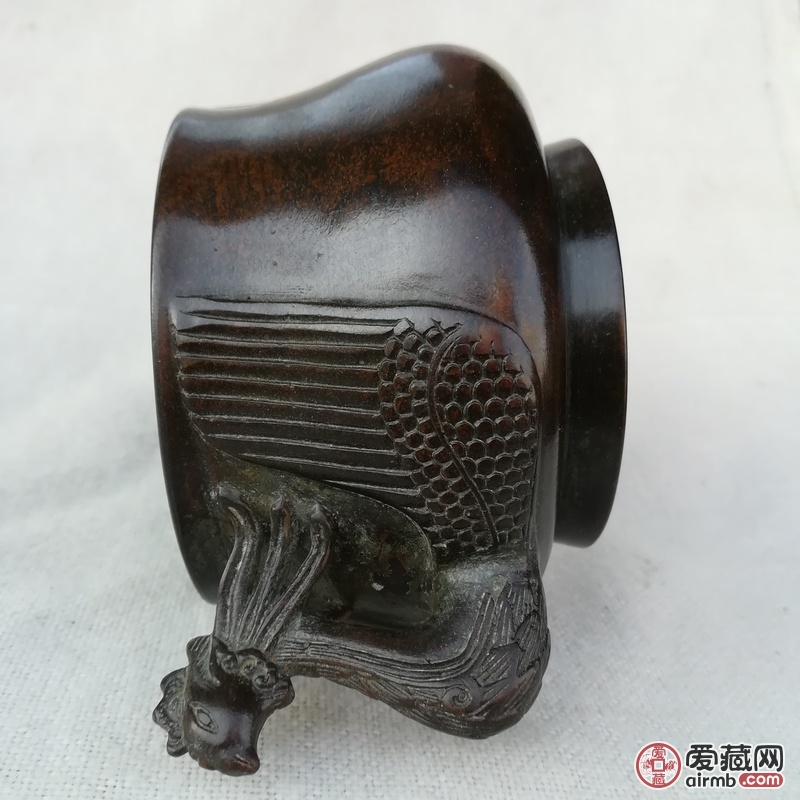 紫铜飞凤首耳香炉<br /><