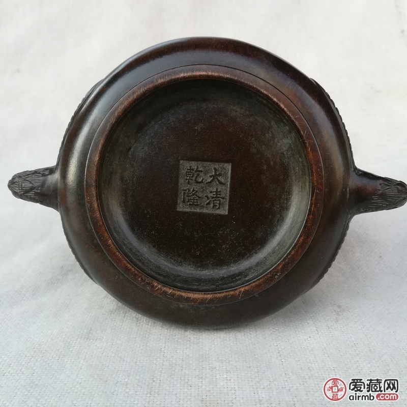紫铜飞凤首耳香炉<br /><