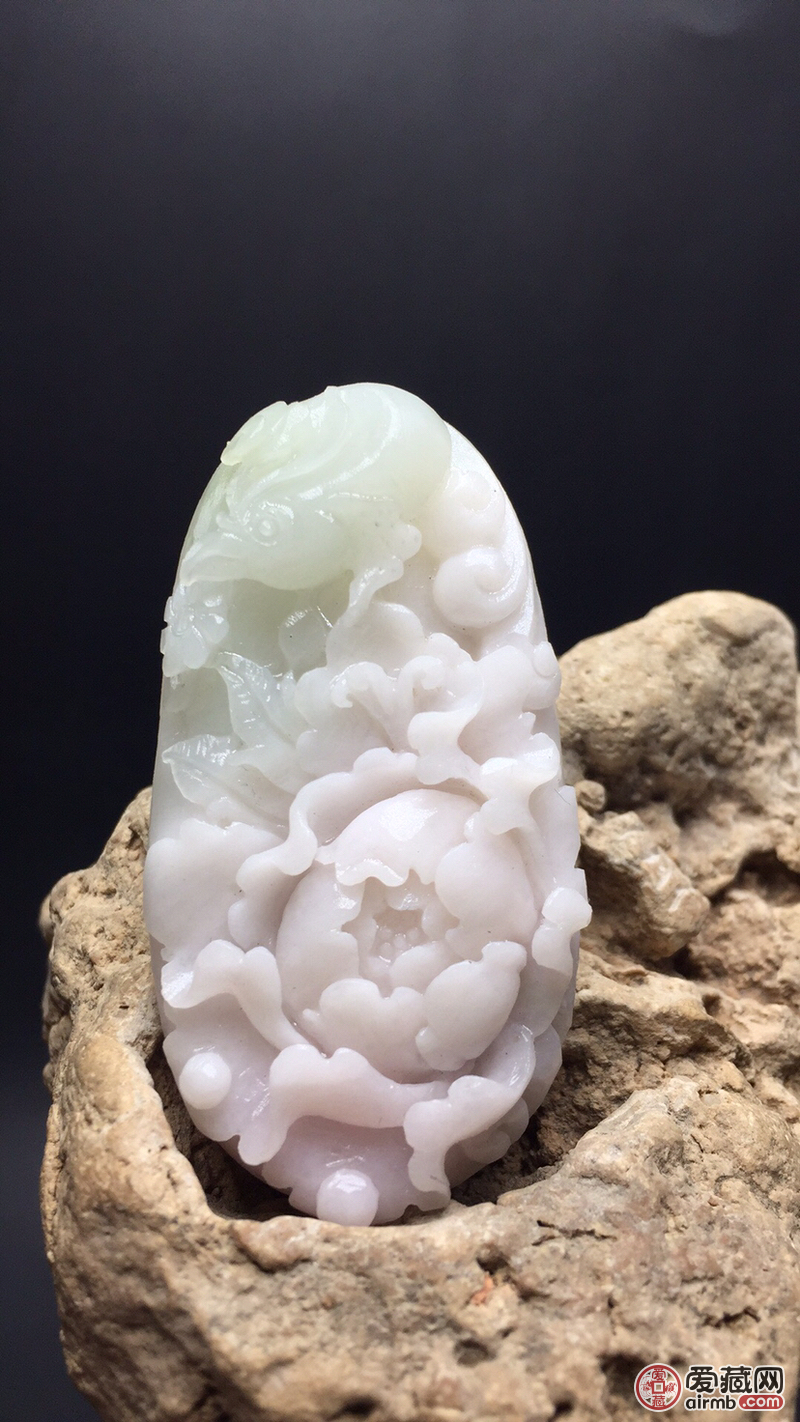 南阳独山玉芙蓉红牡丹花挂件