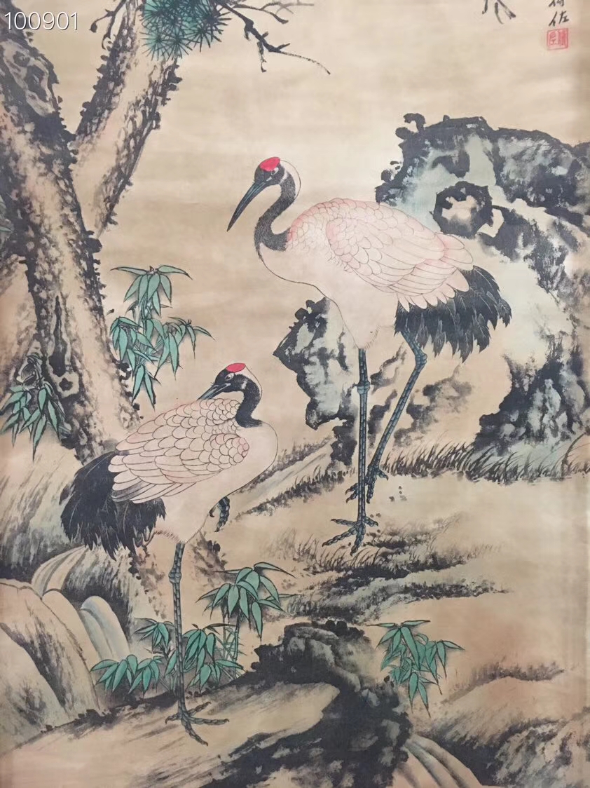 (松鹤延年)名人名家卷轴画,尺