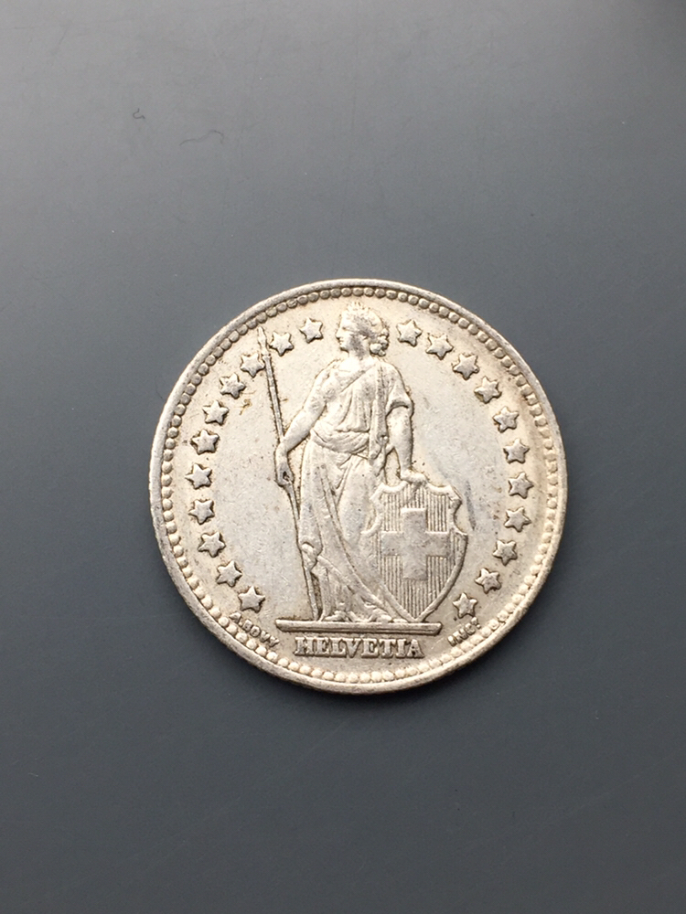 瑞士一法郎银币,重约5g,包老