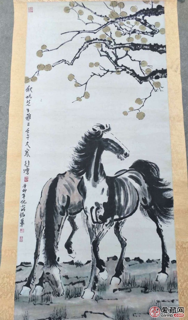 新品来袭徐悲鸿双马图中堂画一幅名真假_图片_价格