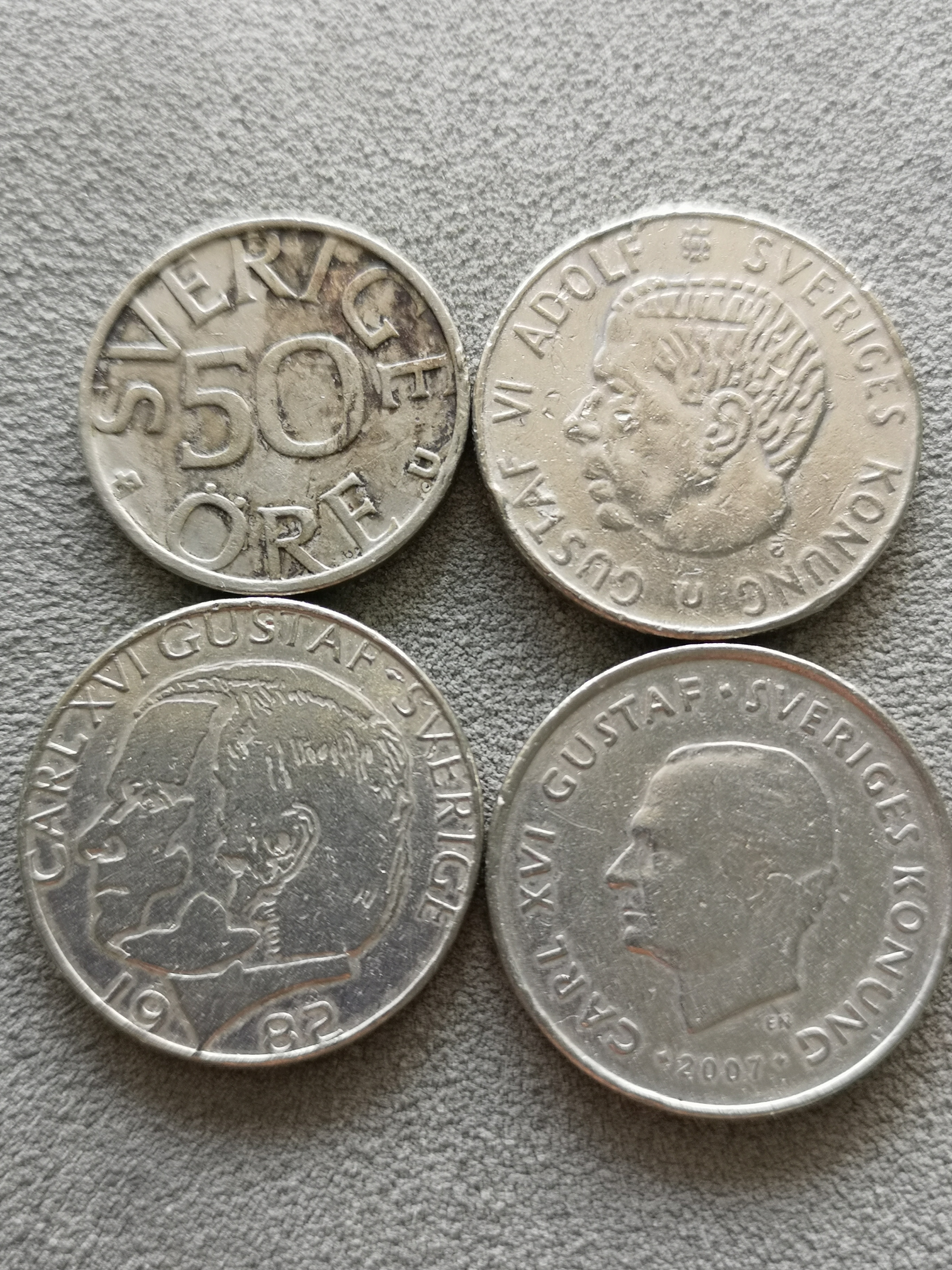 瑞典老硬币一套4枚50分198