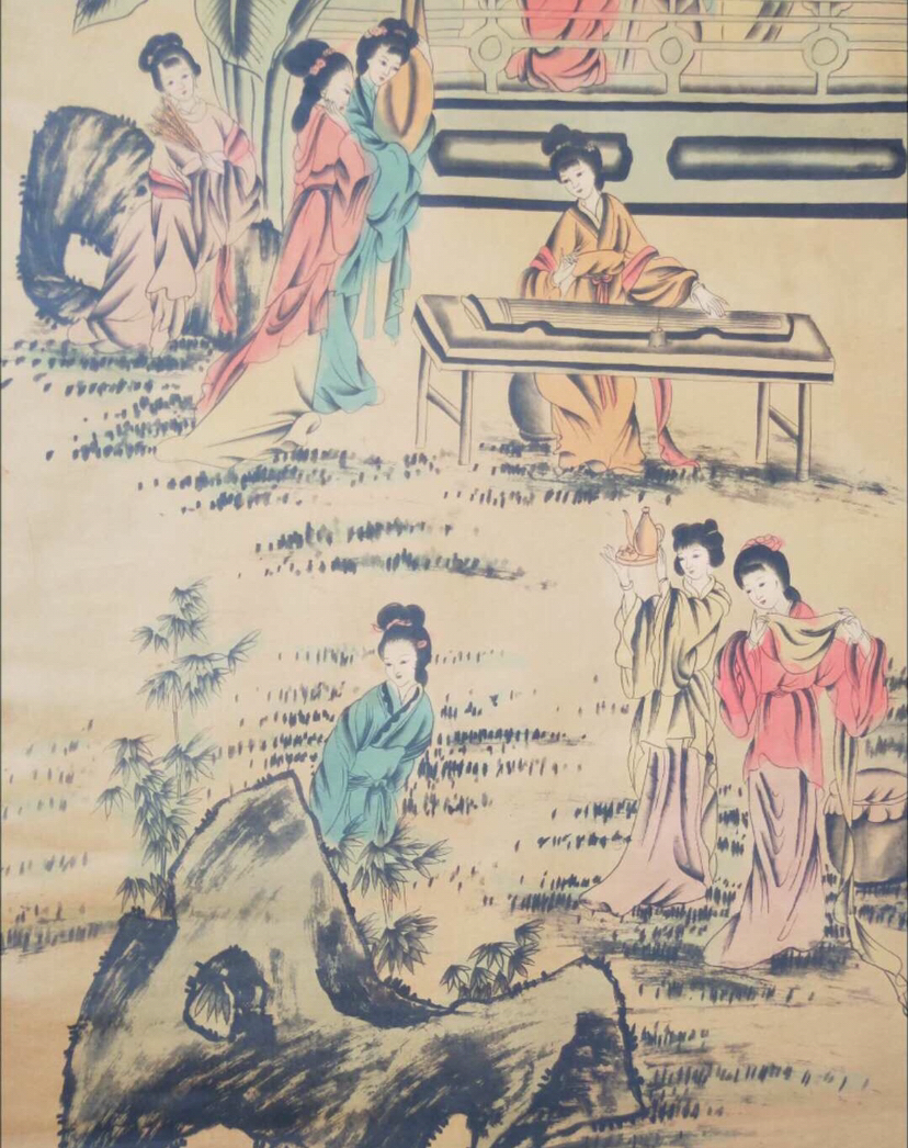 精品放漏九美图老卷轴中堂挂画一副喜欢的不要