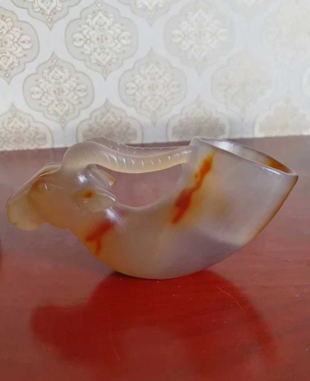 唐代羚羊兽首玛瑙杯古董收藏保真