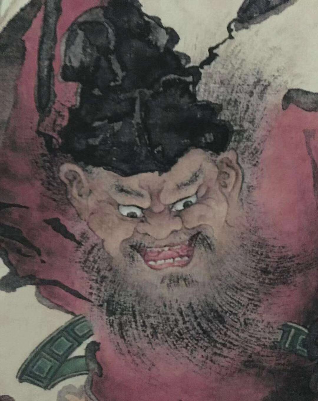 夏荆山【钟馗捉鬼】老卷轴中堂挂画一副 , 喜欢的不
