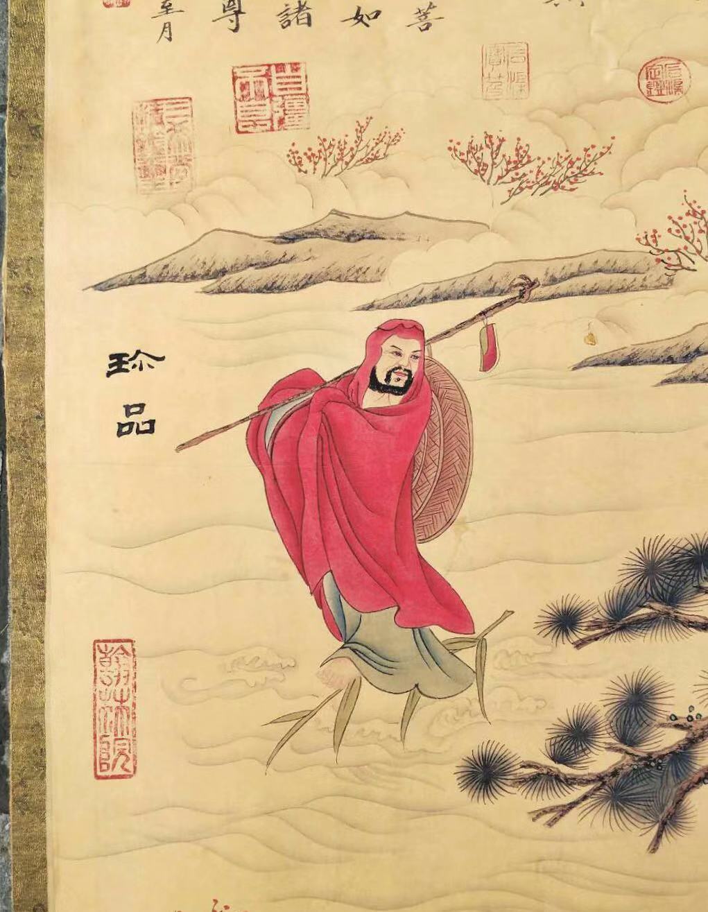 精品放漏,丁观鹏《佛像》老卷轴中堂挂画一-价格150元