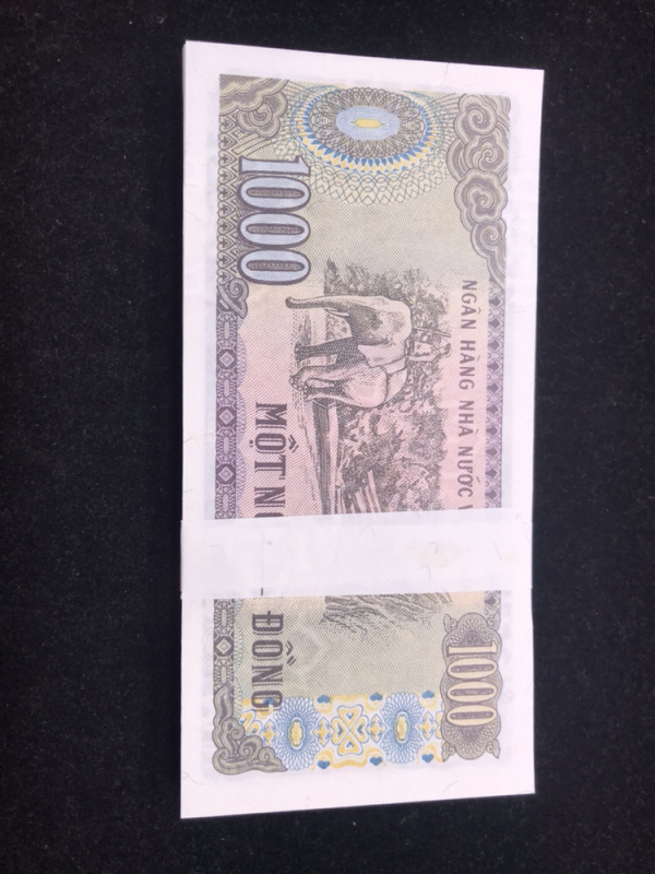 越南盾面值1000元外币百连号《本拍品一刀100连
