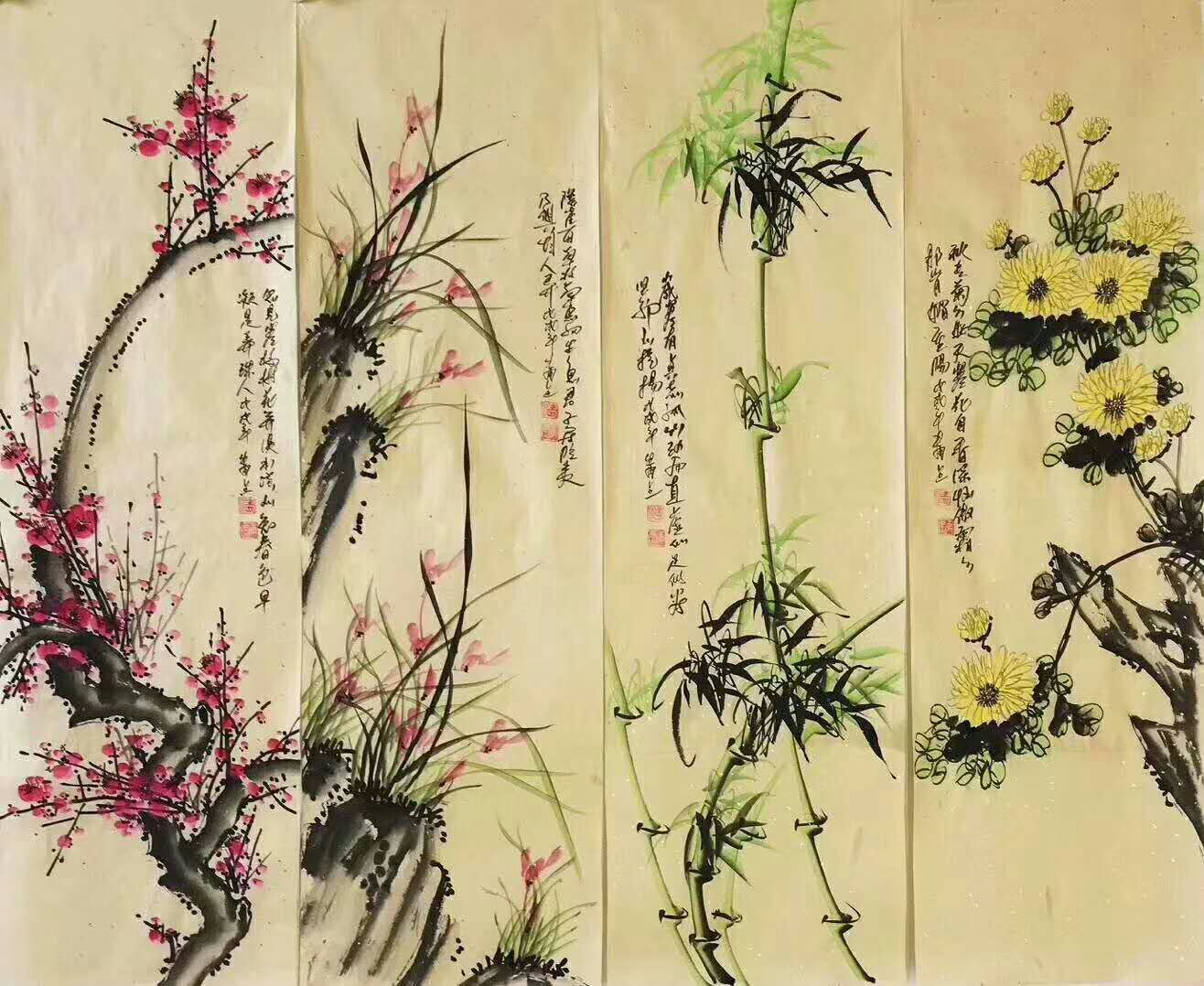 梅兰竹菊四君子,老画家清雨点手