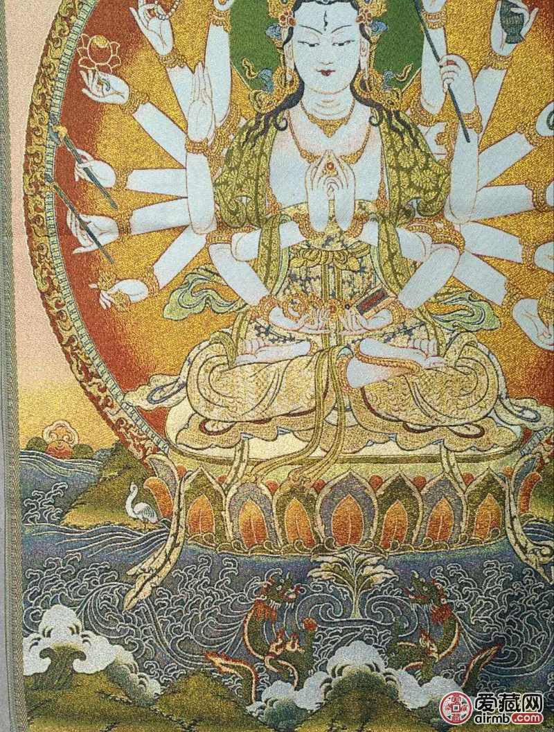 捡漏了,藏传织锦精美唐卡千手观音『特性』:布画精工