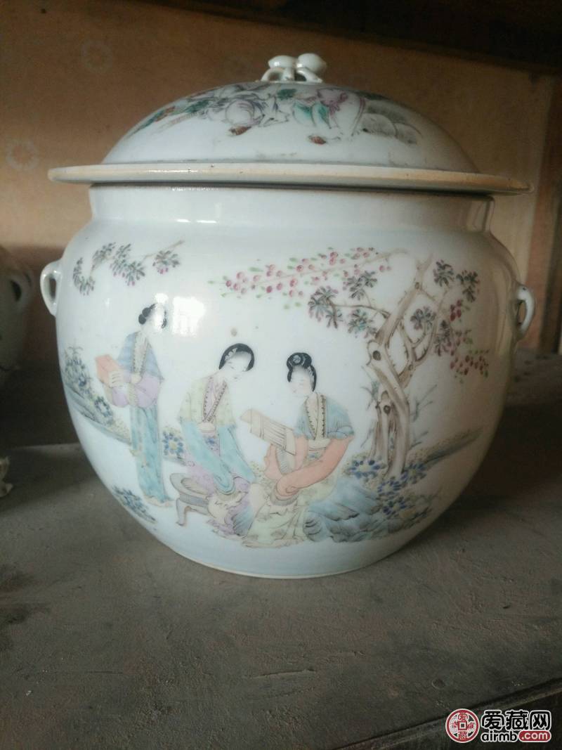 晚清名家余子贞侍女,孩童大粥罐