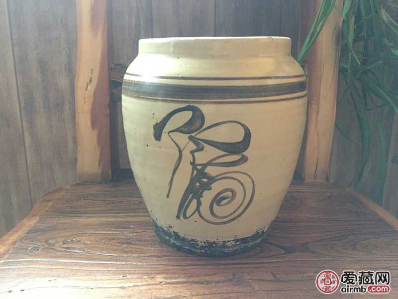 元晚期磁州窑罐子，开门老货地胎