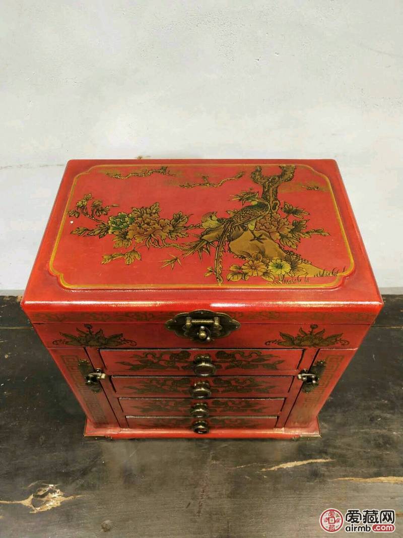 清代描金首饰盒.梳妆盒，做工精