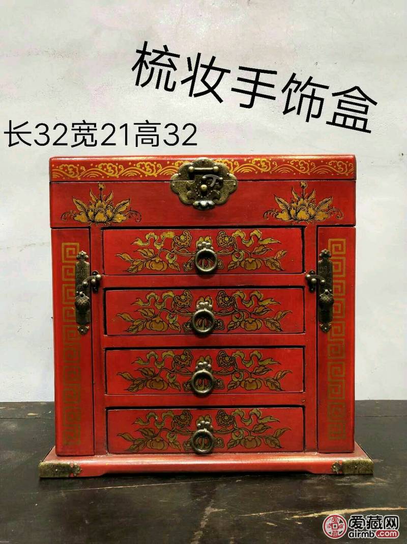 清代描金首饰盒.梳妆盒，做工精
