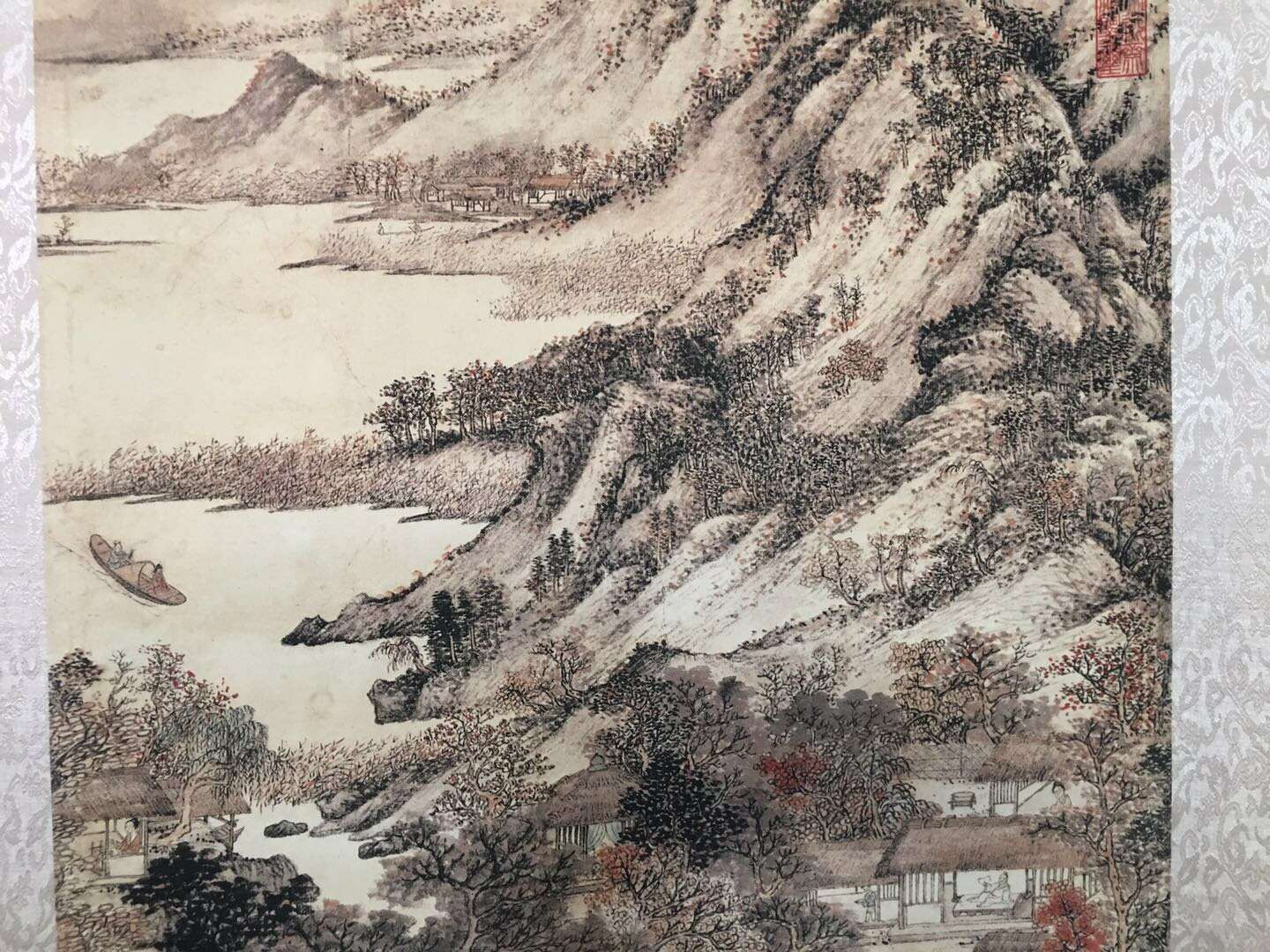 元王蒙款作品【秋山草堂图】宣纸临摹卷轴字画一幅画