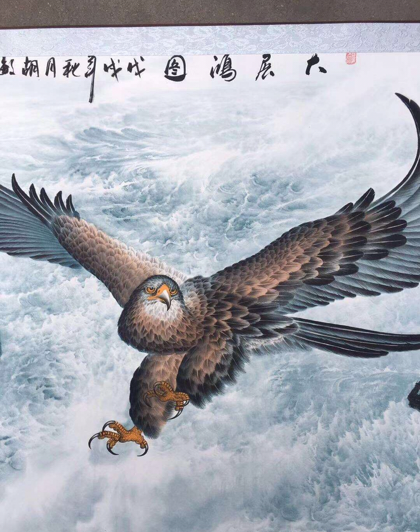 约170*72,画工精湛,惟妙惟肖,线条流畅,有题词带落款,手机实物拍照,未
