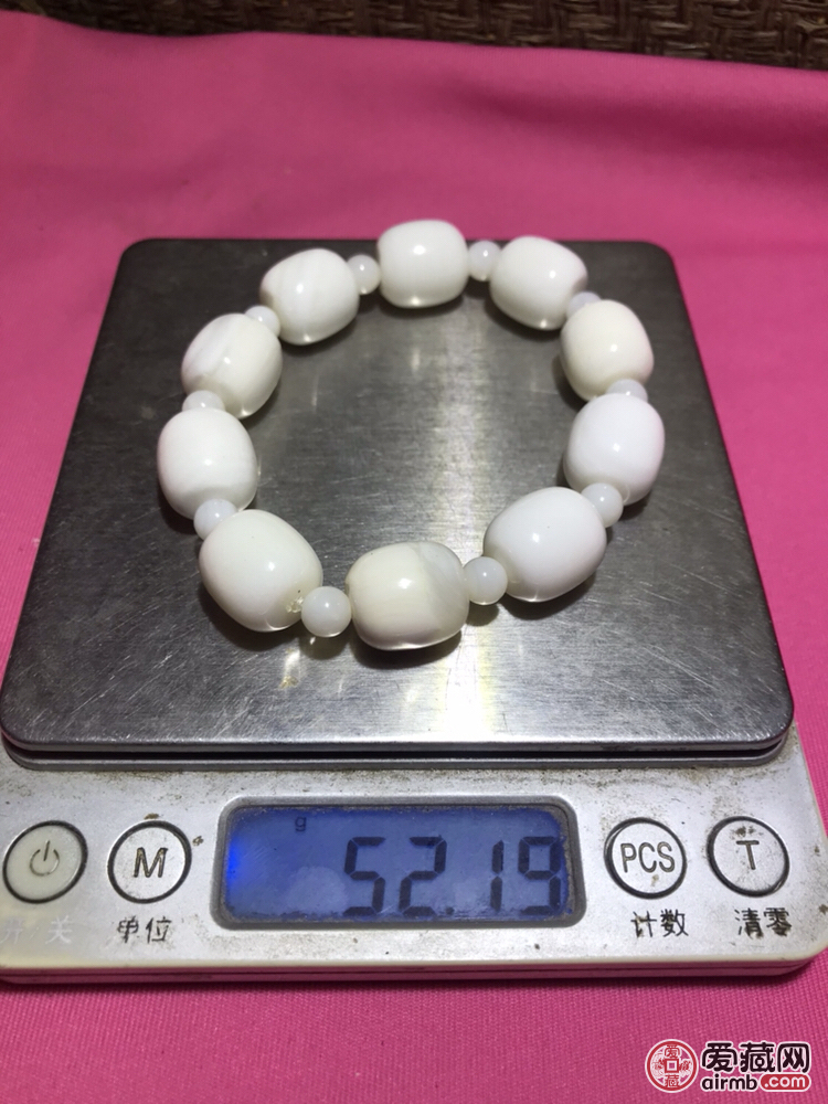 精美深海奶白高玉化砗磲桶珠单圈