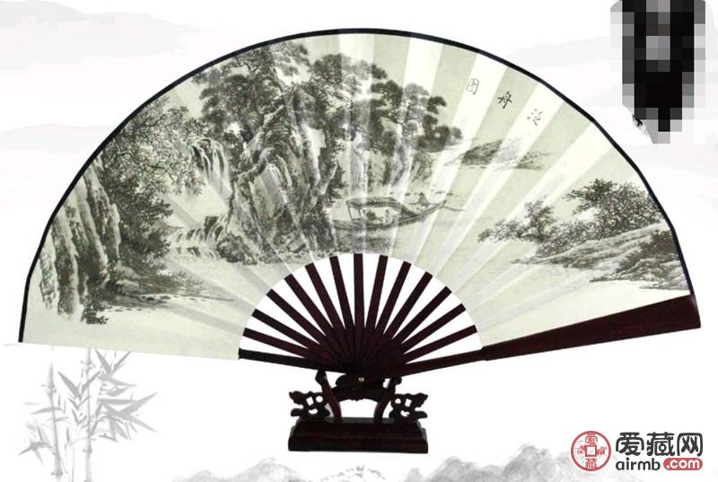 大型木柄折纸扇工艺品直径35厘