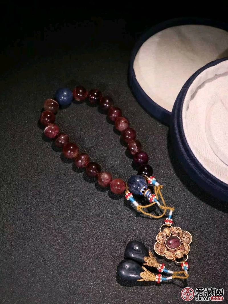 旧藏 碧玺十八子手持，天然碧玺