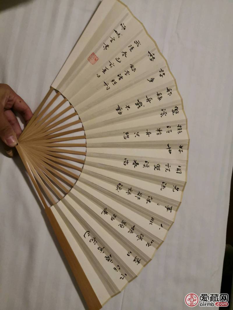 玉竹马牙，仕女图  精工扇子一