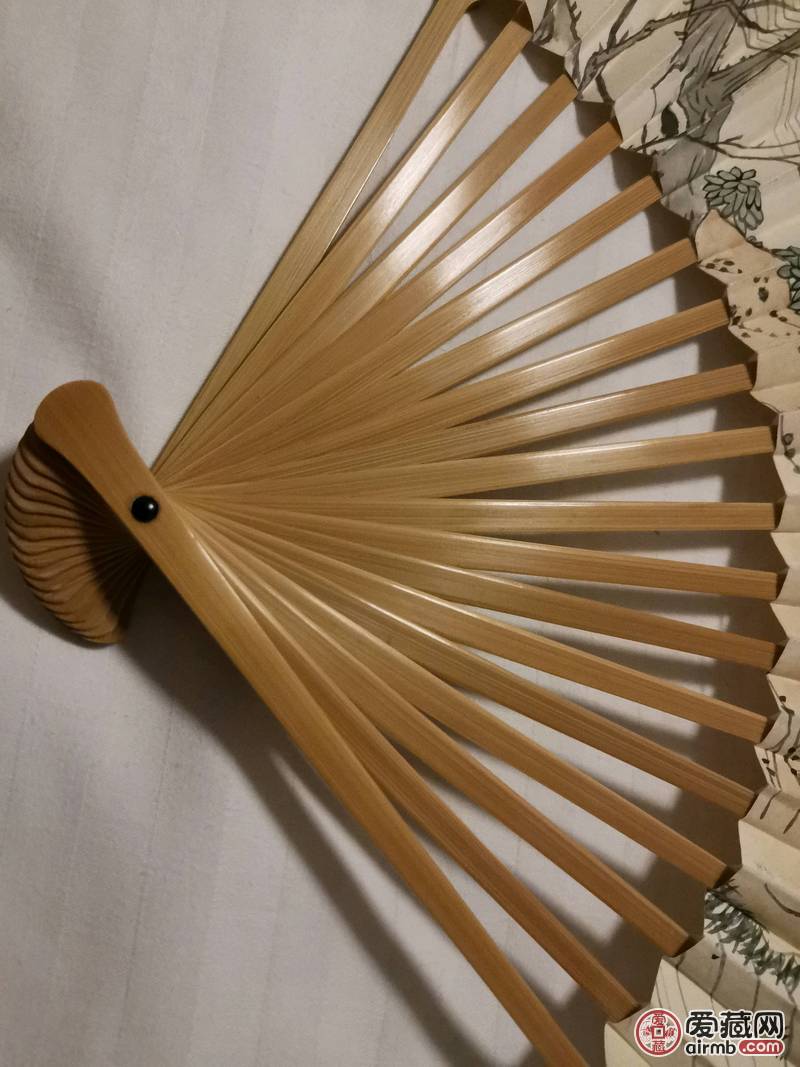 玉竹马牙，仕女图  精工扇子一