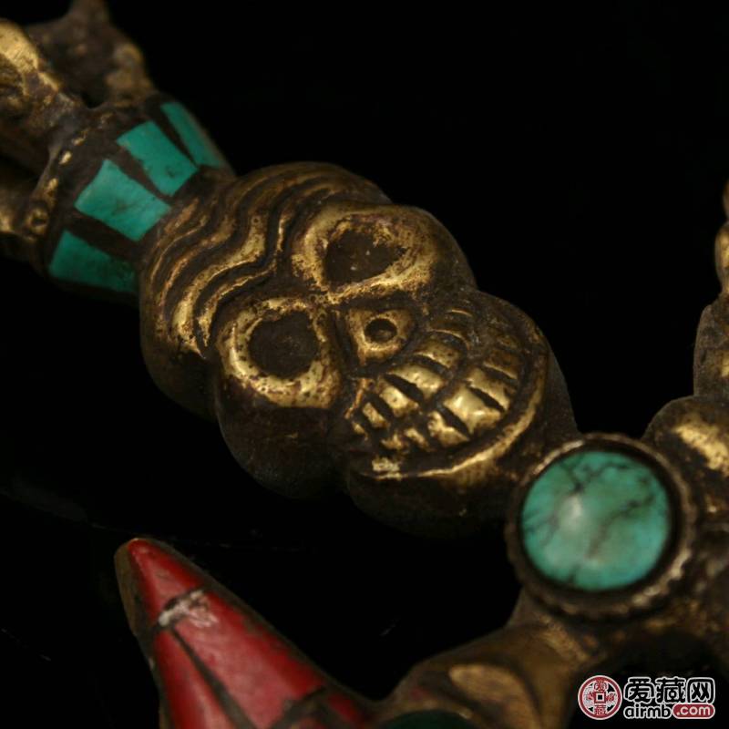 西藏老纯铜纯手工打造镶嵌宝石藏